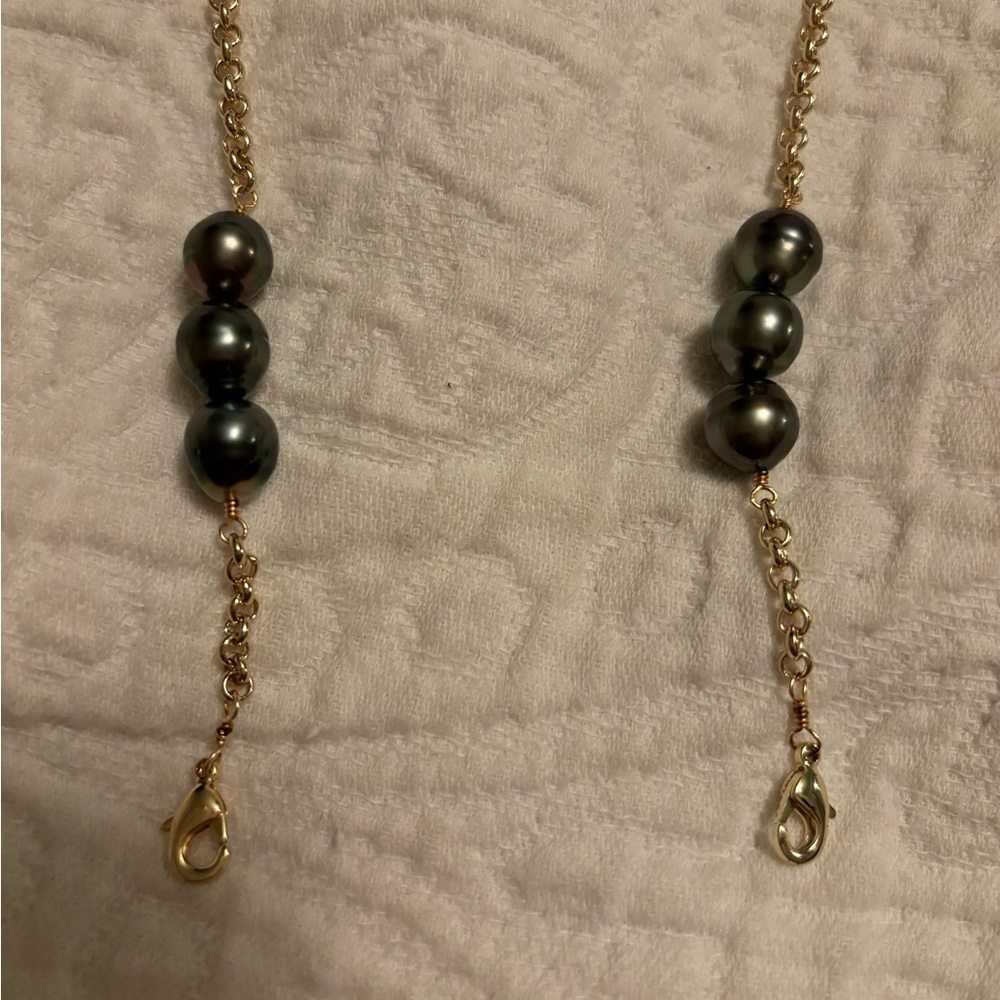 Tahitian pearl/gold mask or eyeglasses holder(6 tahitian pearls) by kiannahawaii